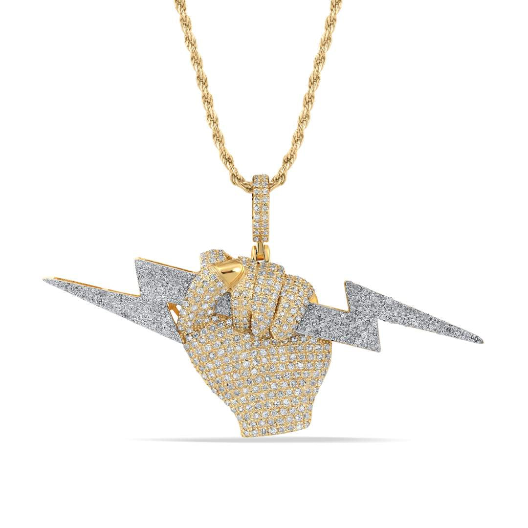 10 Karat Yellow Gold 1.55 Carat Diamonds Flash in Hand HipHop Pendant-1050059-YG - Picasso Gold & Diamond Jewelry
