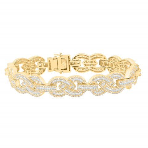 10 Karat All Yellow Gold 5.82 Carat Diamonds Fancy Statement Men's Bracelet - Picasso Gold & Diamond Jewelry