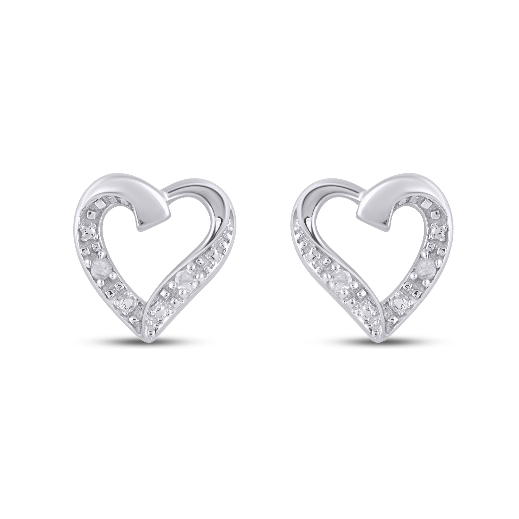 925 SS 0.02CT D- EARRINGS "HEART" - Picasso Gold & Diamond Jewelry