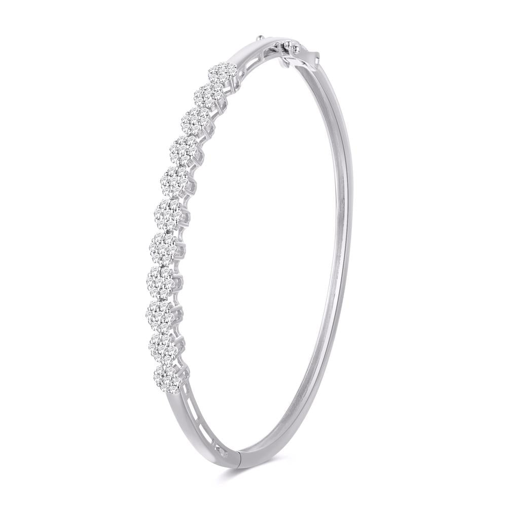 10 Karat White Gold 2.75 Carat Diamonds Flower Bangle-1325829-WG - Picasso Gold & Diamond Jewelry