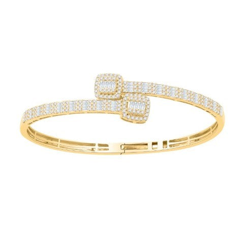 10 Karat All Yellow Gold 1.53 Carat Diamonds Bypass Cushion Bangle-1332158-ALY - Picasso Gold & Diamond Jewelry
