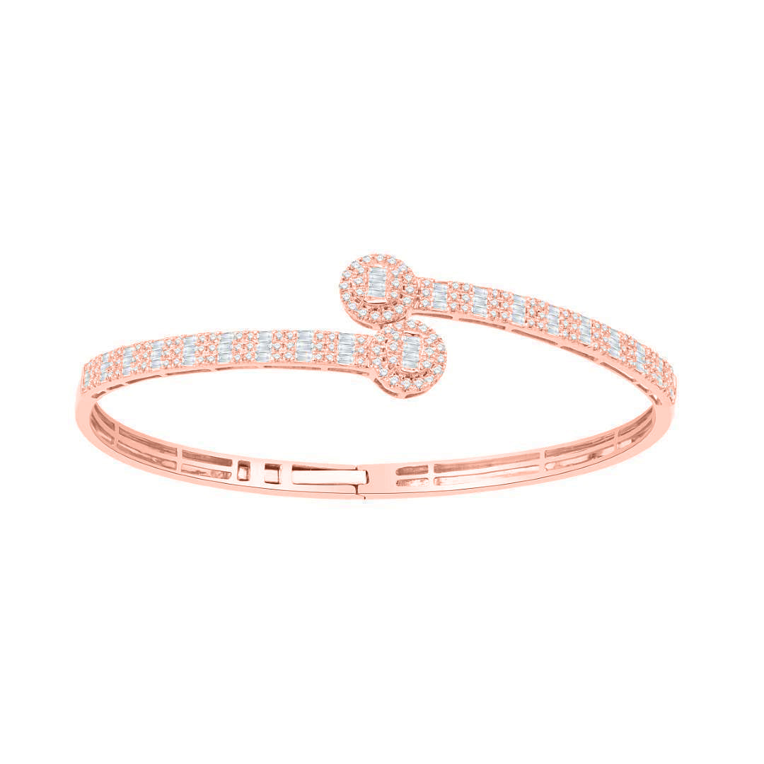 10 Karat All Rose Gold 1.56 Carat Diamonds Bypass Round Bangle-1332159-ALR - Picasso Gold & Diamond Jewelry