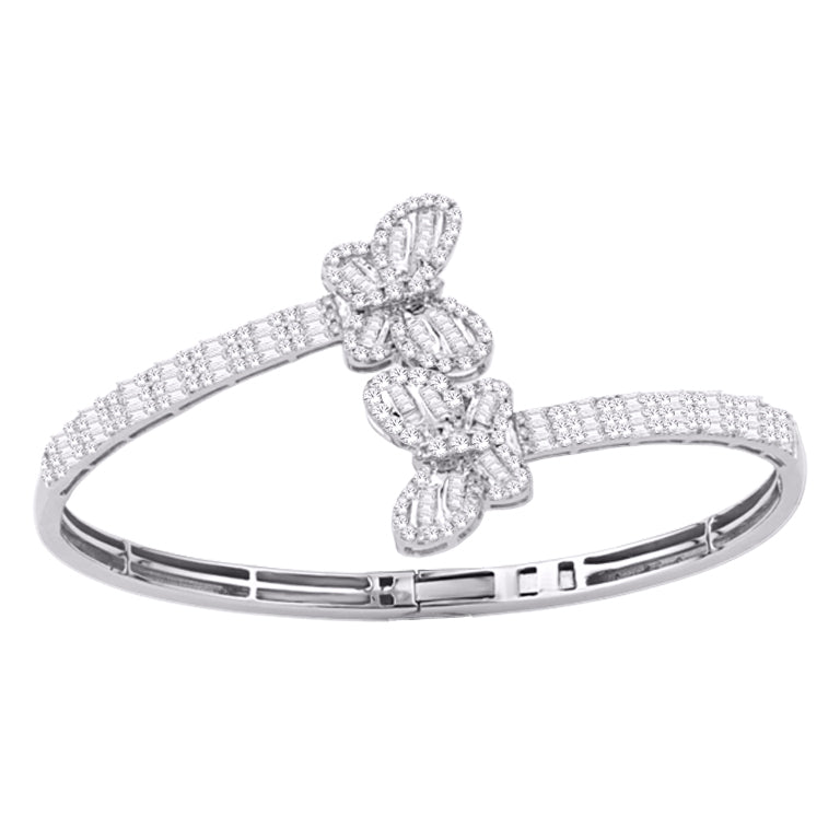10 Karat White Gold 1.50 Carat Diamonds Butterfly Bypass Bangle-1332178-WG - Picasso Gold & Diamond Jewelry