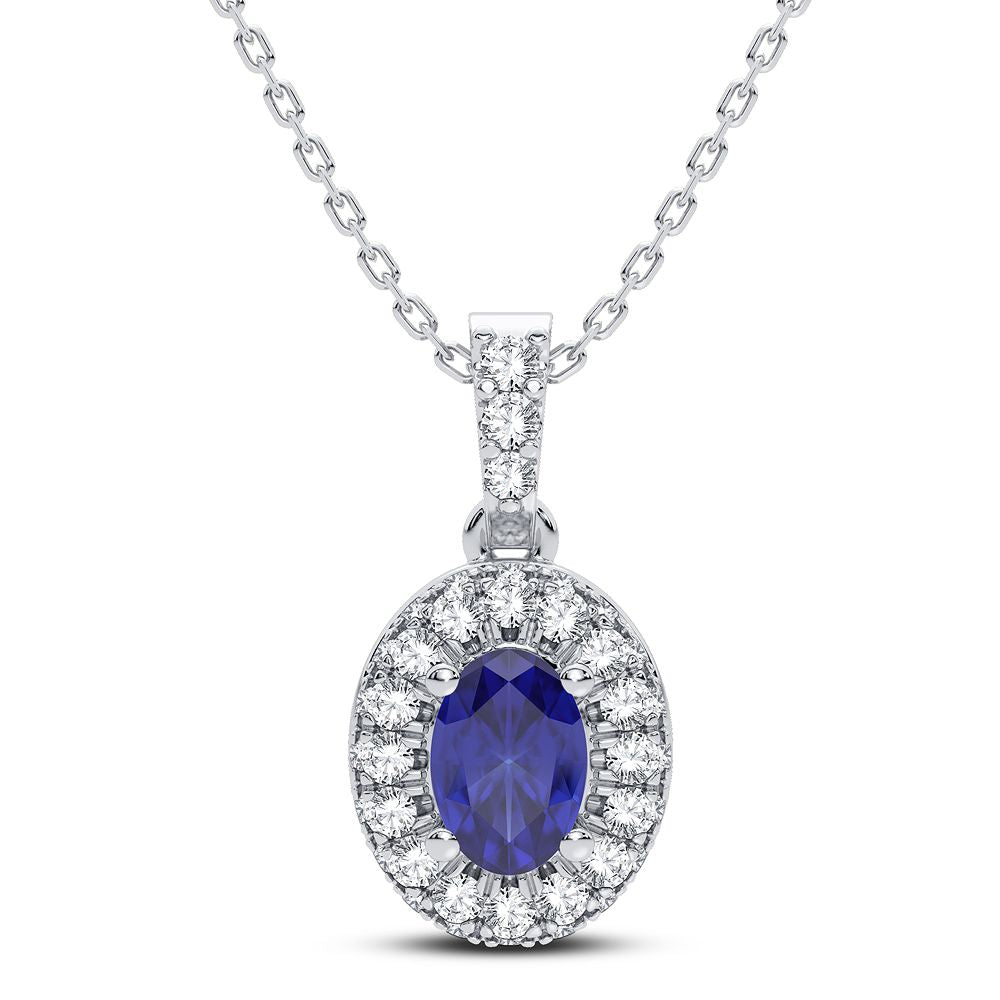 14K 0.35CT Diamond Sapphire Pendant - Picasso Gold & Diamond Jewelry
