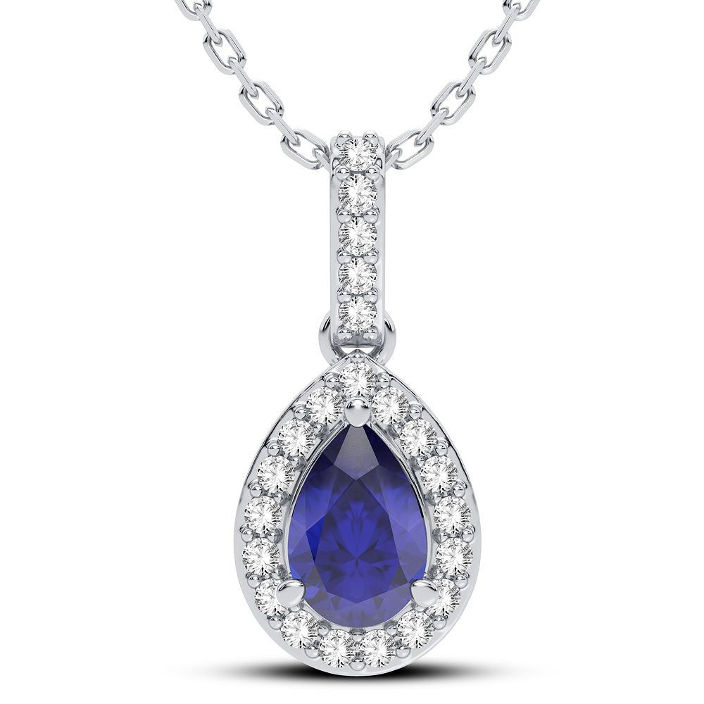 14K 0.10CT Diamond Sapphire Pendant - Picasso Gold & Diamond Jewelry