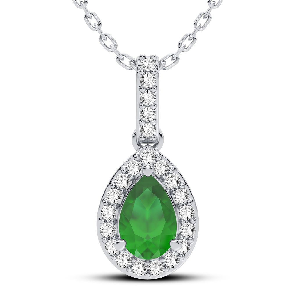 14K 0.10CT Diamond Emerald Pendant - Picasso Gold & Diamond Jewelry
