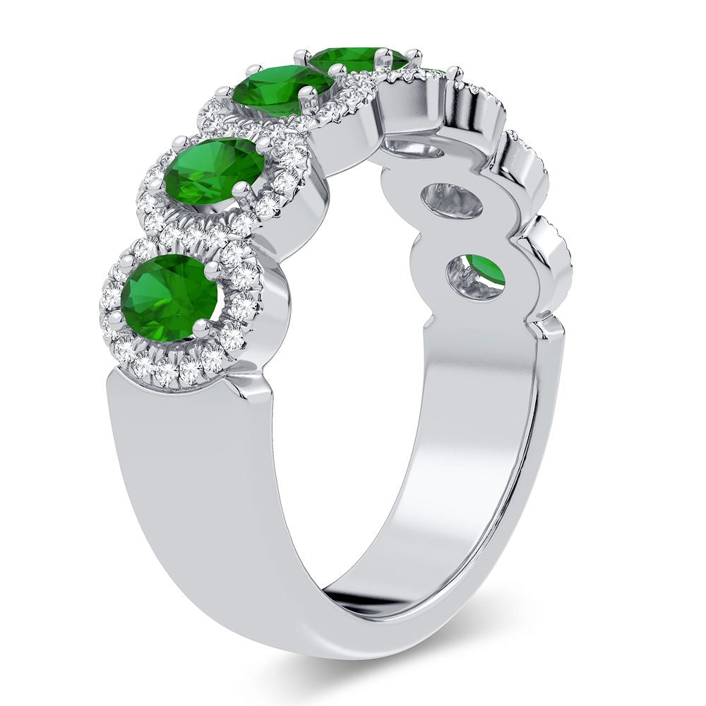 14K White Gold Emerald & Diamond Ring 0.26 CTW