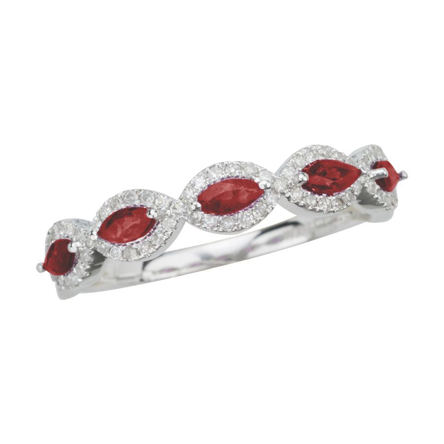 14K White Gold Ruby & Diamond Ring | 0.17 CT Diamond | H-I Color I1-I2 Clarity
