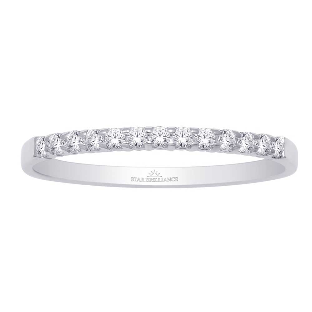 14K White Gold 1/10 Ct Diamond Ladies Machine Band