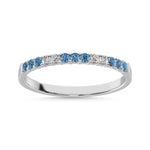 14K White Gold 1/5 Ct.tw White 4 & Blue Diamond 9 Machine Band
