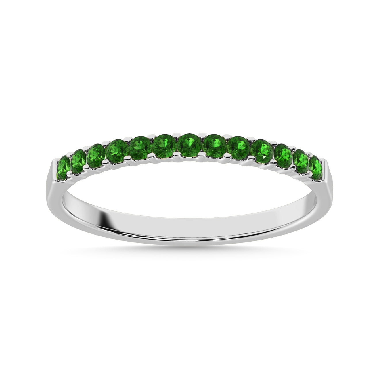 14K White Gold 1/5 Ct.tw Tsavorite Machine Band