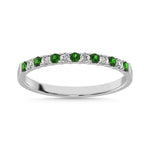 14K White Gold 1/4 Ct.tw Tsavorite & Diamond Machine Band