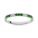 14K White Gold 1/5 Ct.tw Tsavorite & Diamond Machine Band