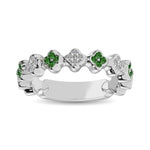 14K White Gold 1/3 Ct.tw  Alternate Tsavorite & Diamond Stackable Ring