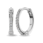 10K White Gold 1/10 Ct.tw Diamond Hoop Earrings