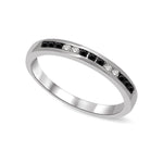 14K White Gold 1/6 Ct.tw Black & White Diamond Machine Band