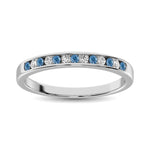 White and Blue Diamond 1/6 Ct.Tw. Ladies Band in 14K White Gold
