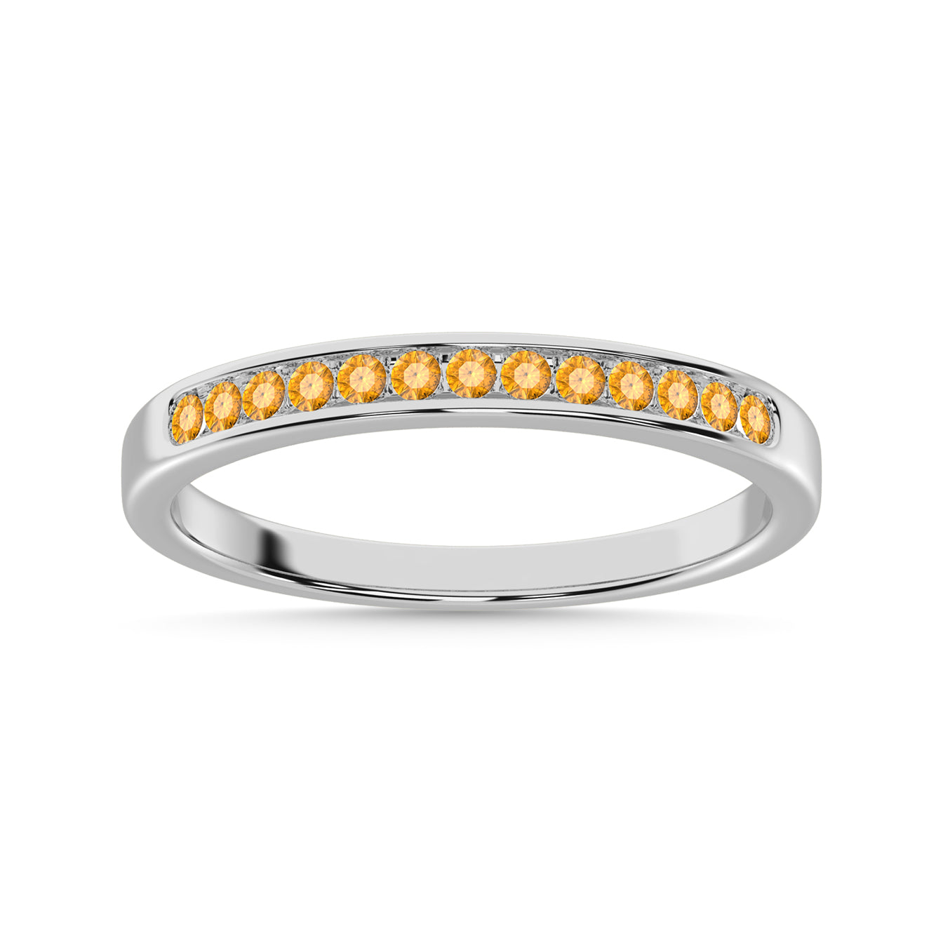 Citrine 1/4 Ct.Tw. Ladies Machine Band in 14K White Gold