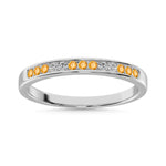 Citrine and Alternate Diamond 1/4 Ct.Tw. Ladies Machine Band in 14K White Gold