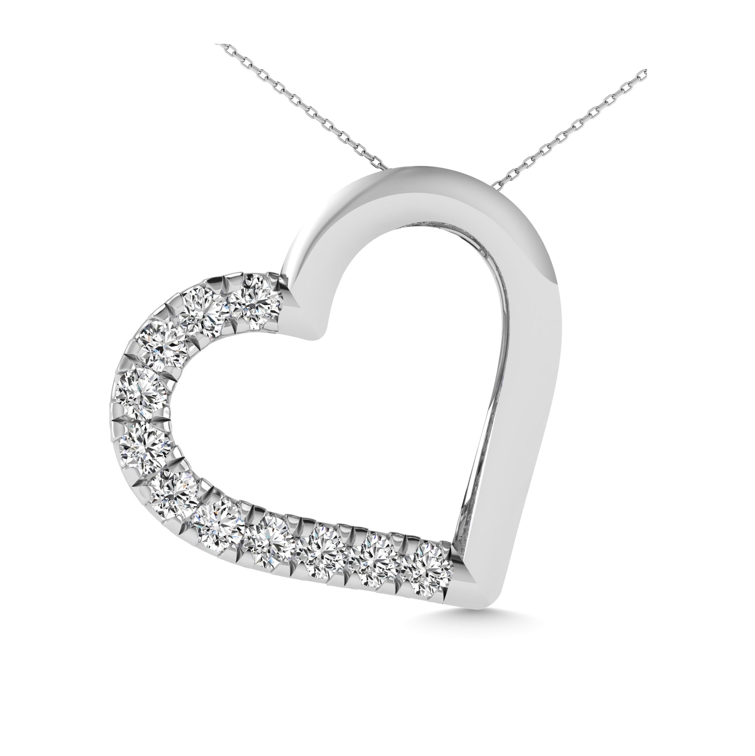 10K White Gold 1/10 Ct.tw Diamond Heart Pendant
