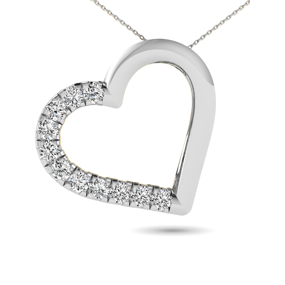10K White Gold 1/10 Ct.tw Diamond Heart Pendant