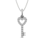 10K White Gold 1/10 Ct.tw Diamond Double Heart Pendant
