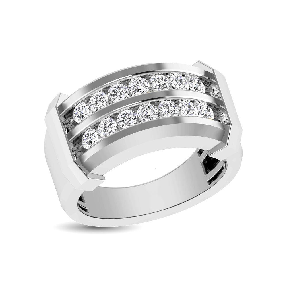 10K White Gold 1/5 Ct.tw Round Cut Diamond Mens Wedding Band