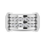 10K White Gold 1/5 Ct.tw Round Cut Diamond Mens Wedding Band