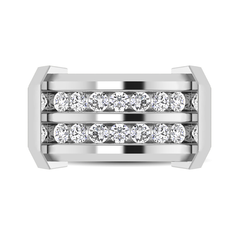 10K White Gold 1/5 Ct.tw Round Cut Diamond Mens Wedding Band
