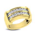 10K Yellow Gold 1/5 Ct.tw Round Cut Diamond Mens Wedding Band