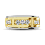 Diamond 1/2 Ct.Tw. Mens Wedding Band in 10K White Gold with Yellow Gold Accent