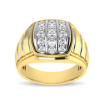 10K Yellow Gold 1 Ct.Tw. Diamond Vertical Stripe Mens Fashion Ring