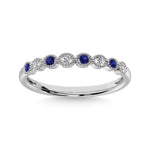 Diamond 1/5 Ct.Tw. & Alternate Blue Sapphire Band in 14K White Gold