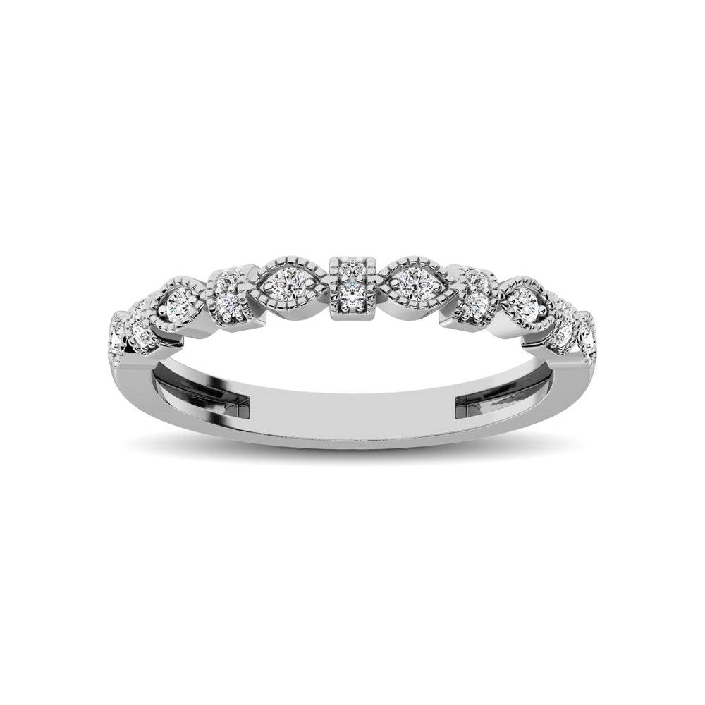 14K White Gold Marquise Frame 1/6 Ct.tw Diamond Band