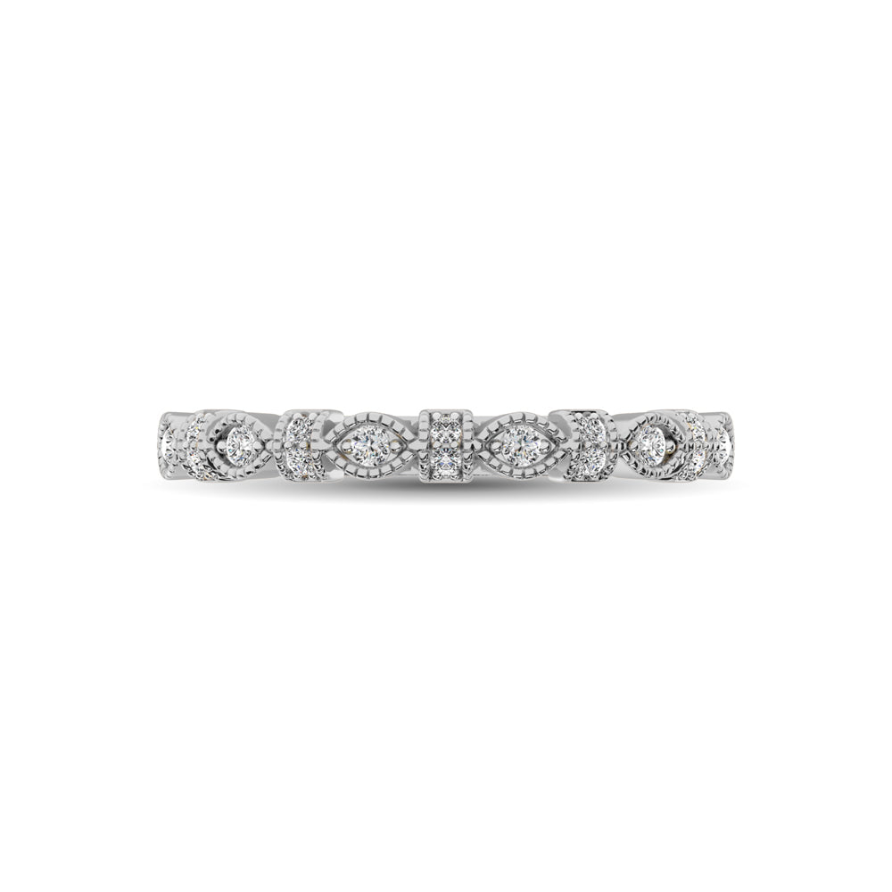 14K White Gold Marquise Frame 1/6 Ct.tw Diamond Band