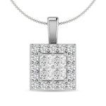 Diamond 1/4 Ct.Tw. Round and Princess Fashion Pendant in 14K White Gold