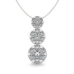 Diamond 1 Ct.tw Three Stone Flower Pendant in 14K White Gold