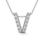 Diamond 1/10 Ct.Tw. Letter V Pendant in 14K White Gold