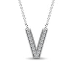 Diamond 1/20 Ct.Tw. Letter V Pendant in 10K White Gold