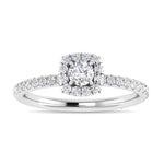 Diamond 3/4 Ct.Tw. Cushion Shape Engagement Ring in 14K White Gold