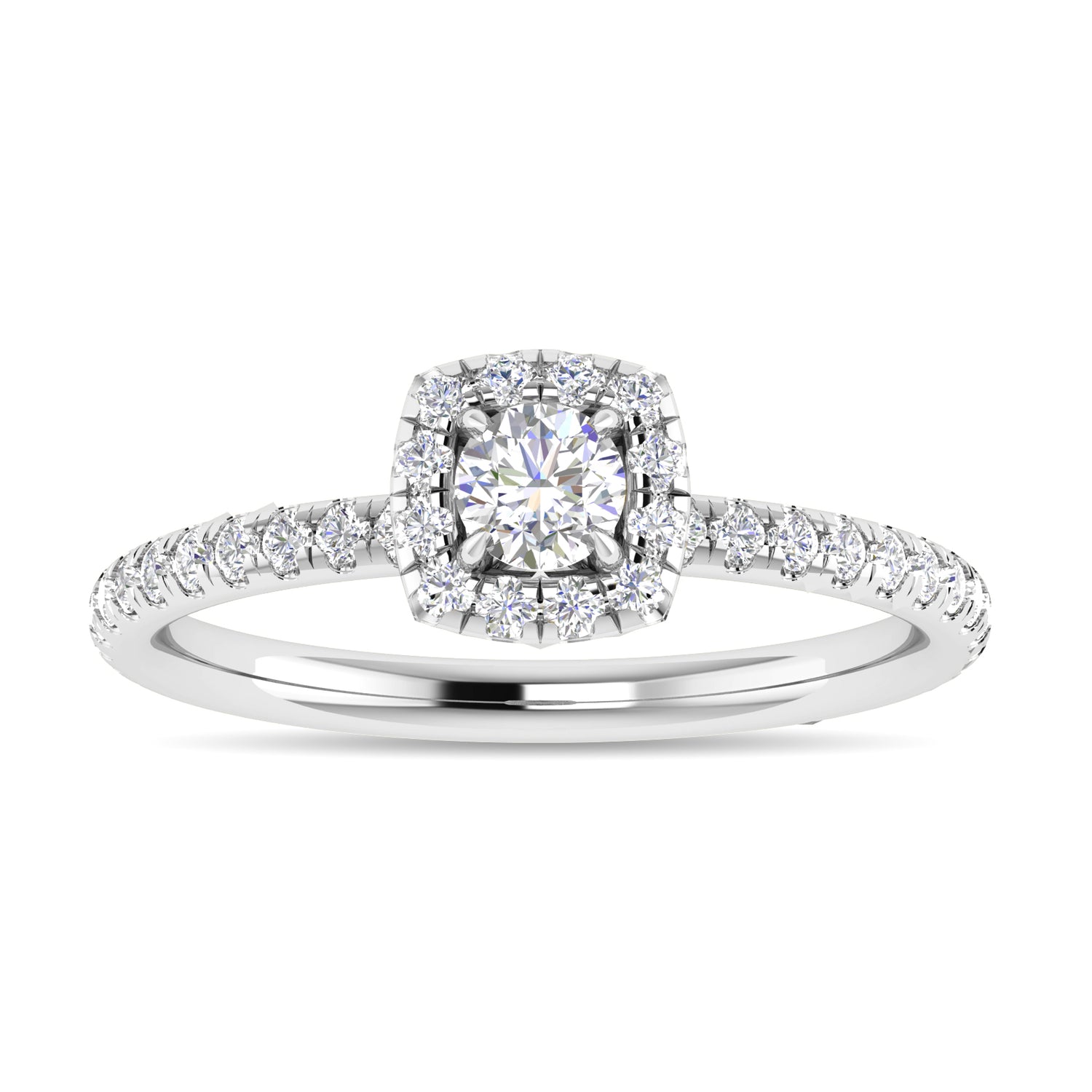 Diamond 3/4 Ct.Tw. Cushion Shape Engagement Ring in 14K White Gold