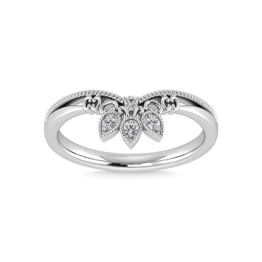 10K White Gold Diamond 1/20 Ct.Tw. Chevron Band