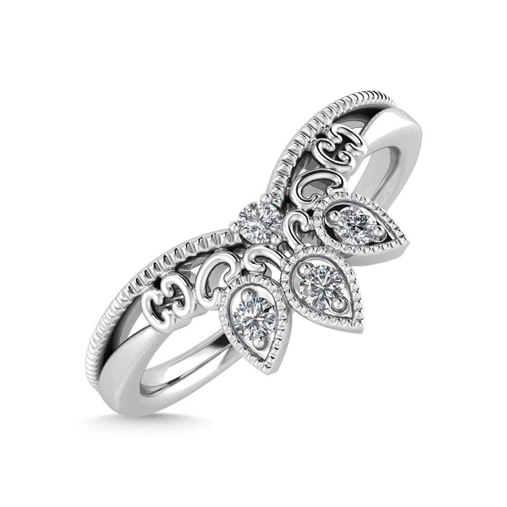 10K White Gold Diamond 1/20 Ct.Tw. Chevron Band