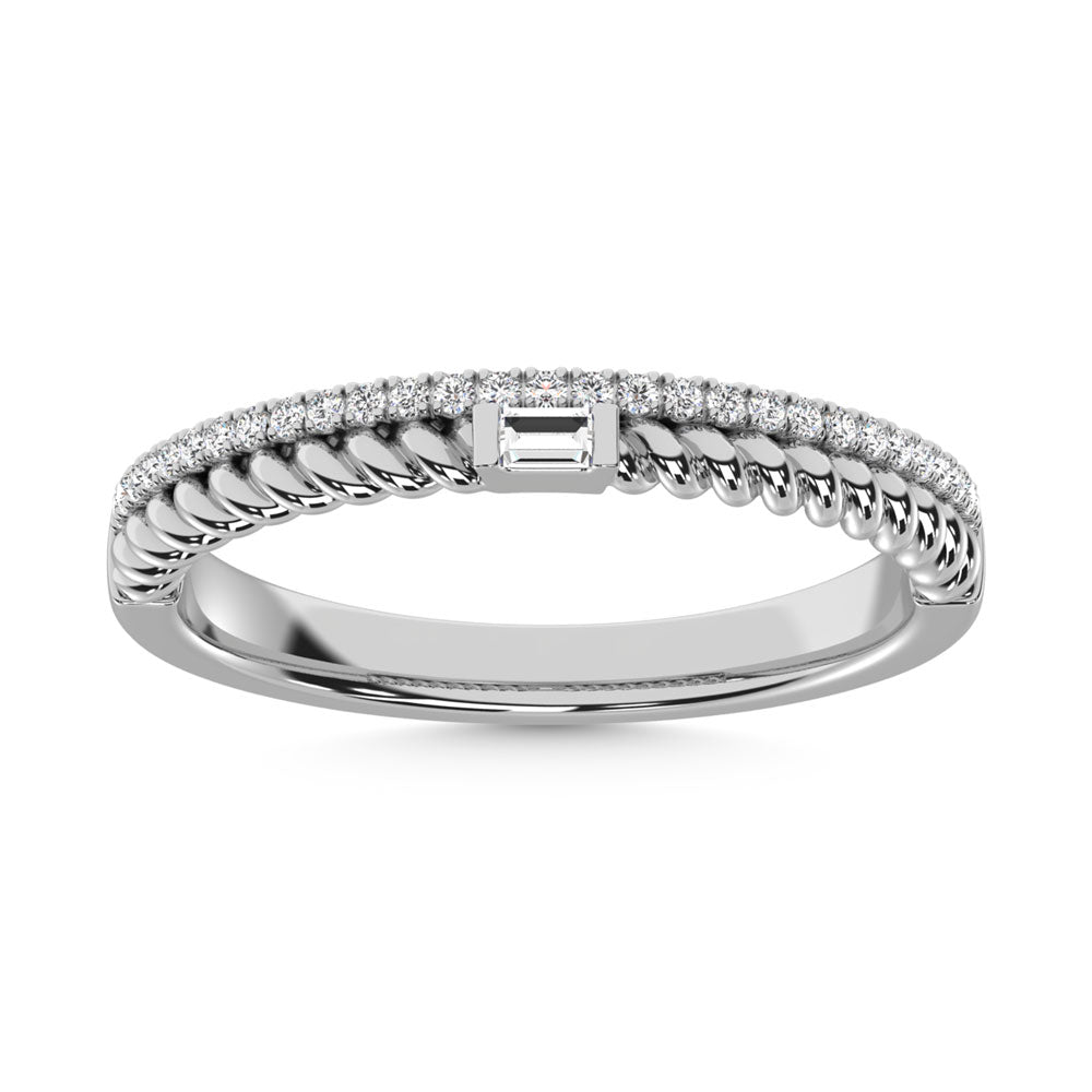 14K White Gold Diamond  1/6 Ct.Tw. Stack Band