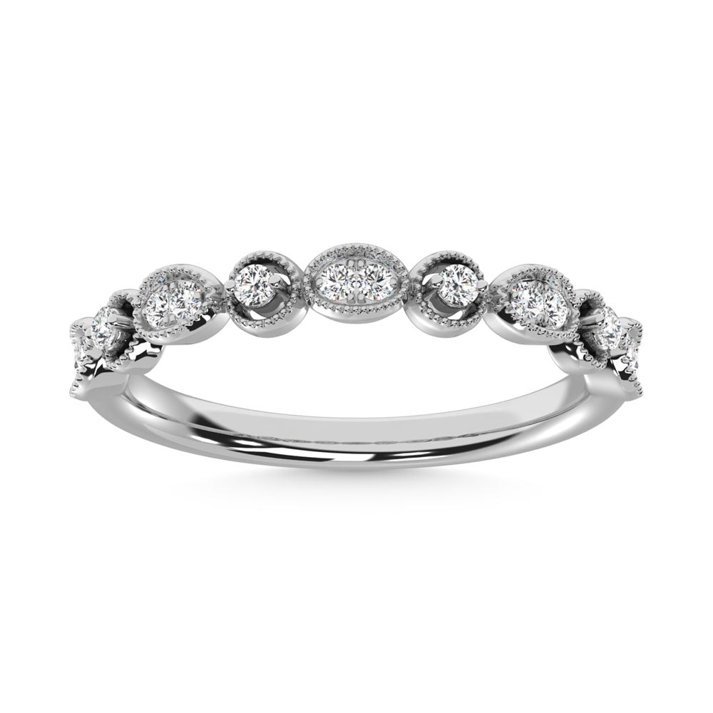 14K White Gold Diamond  1/6 Ct.Tw. Stack Band