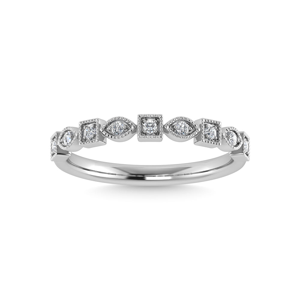 10K White Gold Diamond 1/10 Ct.Tw. Stackable Band