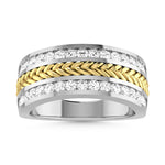 10K Two Tone Diamond 1 Ct.Tw. Mens Wedding Band