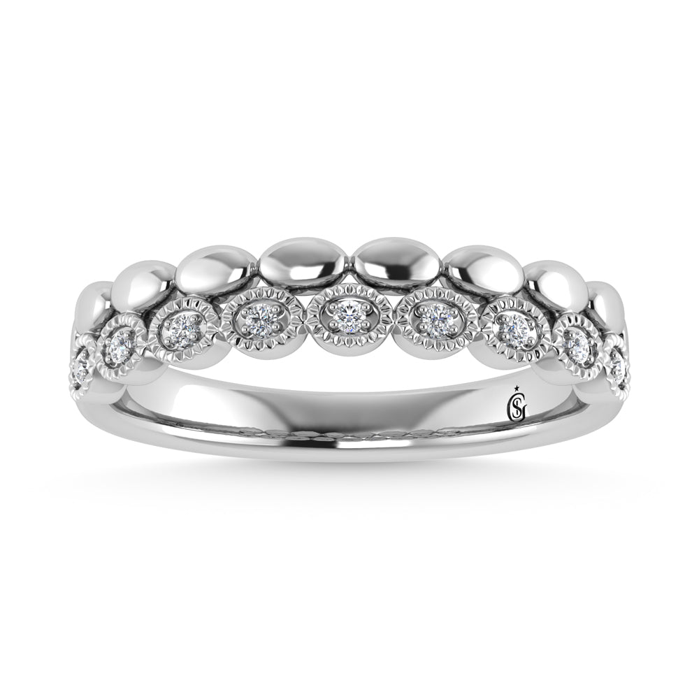 14K White Gold Diamond 1/20 Ct.Tw. Stackable Band