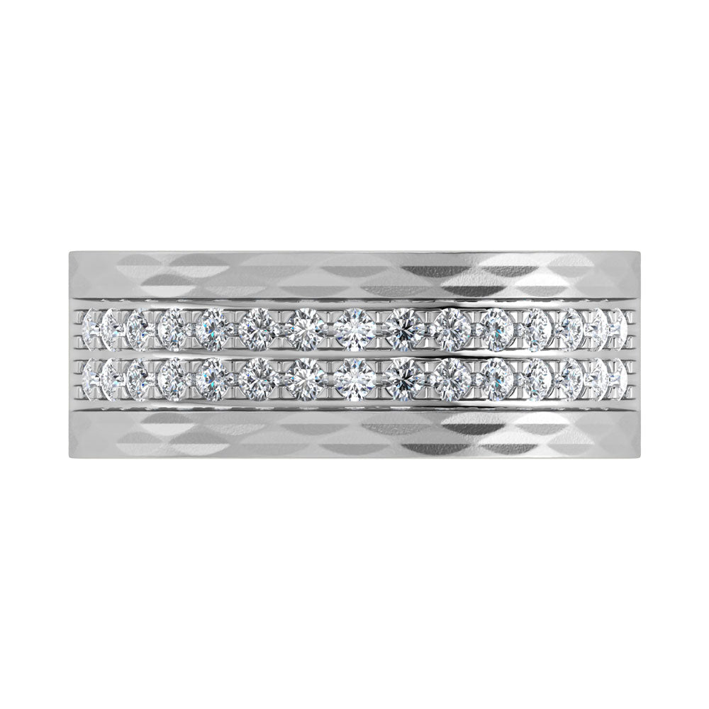 14K White Gold Diamond 3/4.Ct. Tw. Mens Machine Band