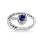 14K White Gold 5/8 Ct.Tw. Diamond and  Blue Sapphire Fashion Ring